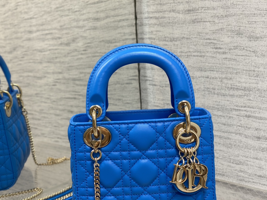 Mini Lady Dior Bag Blue Cannage Lambskin